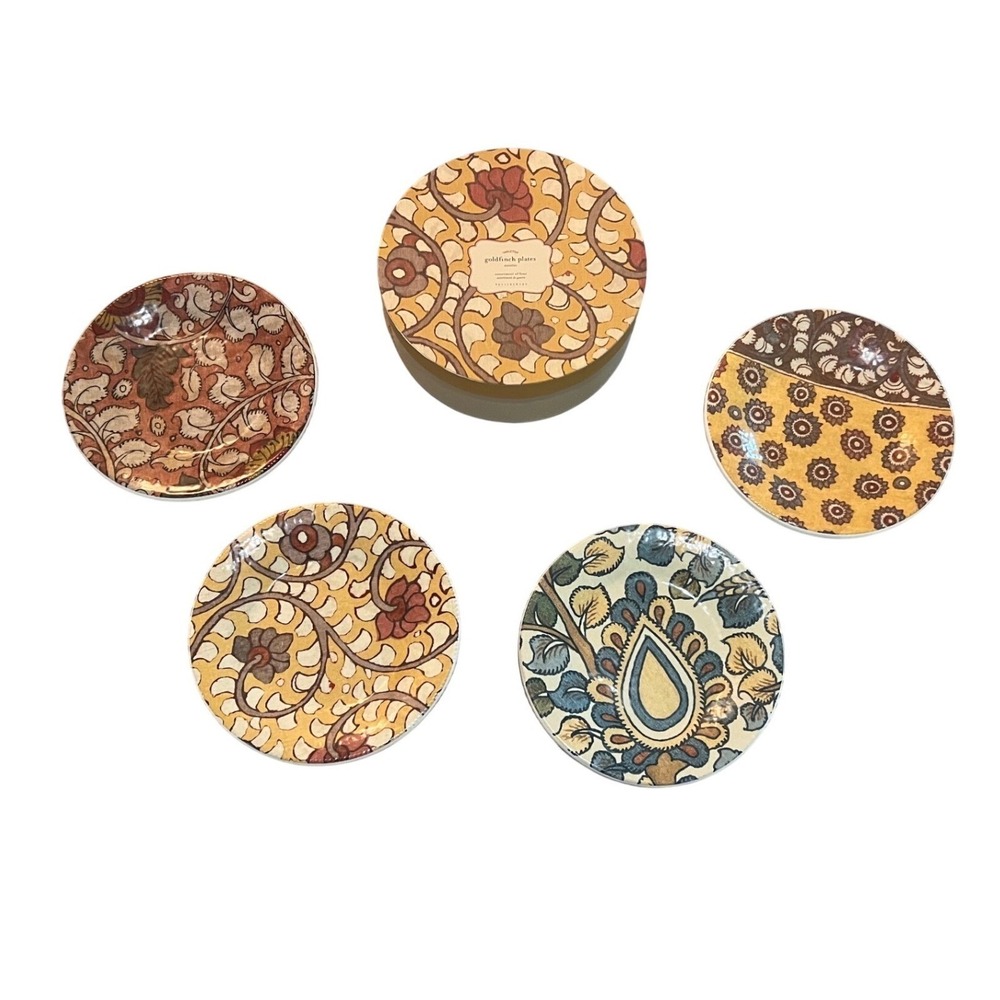 Pottery Barn Goldfinch Pattern‎ 8" Salad Plates Set of Four New in Box